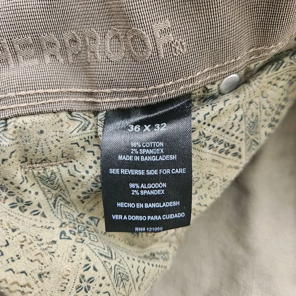 WP Weatherproof Men's 36x32 Active Stretch Utility Pants Dark Khaki Gray